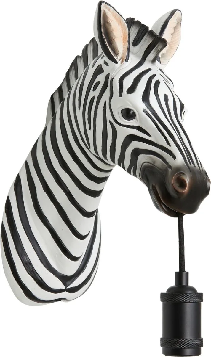 Wandlamp Zebra - Zwart/Wit - 34.5x16x24.5cm - Binnen Modern de Light & Living en Noir – photo produit