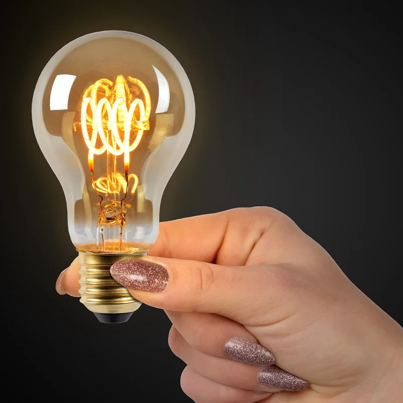 A60 - Filament lamp - Ø 6 cm - LED Dimbaar - E27 - 1x4,9W 2200K - Amber de Lucide – photo produit