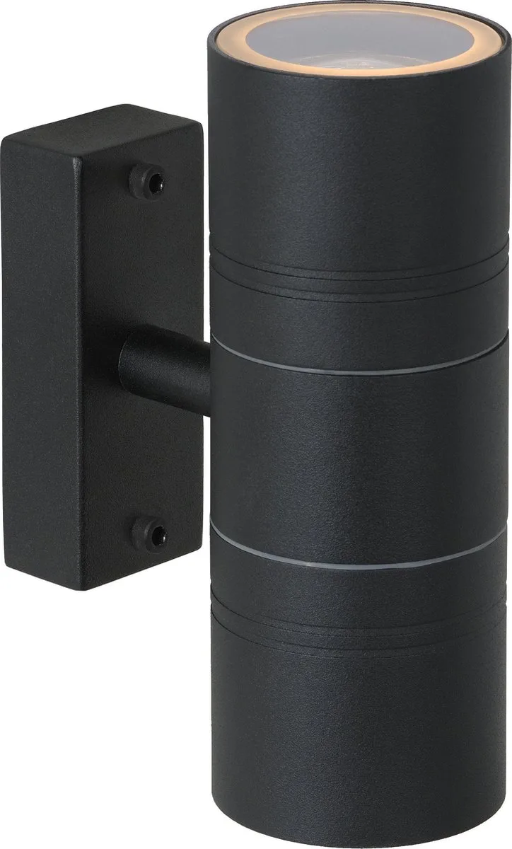 ARNE-LED - Wandspot / Wandlamp Binnen/Buiten - Ø 6,3 cm - LED - GU10 (MR16) - 2x5W 2700K - IP44 fra Lucide i Sort – produktbillede