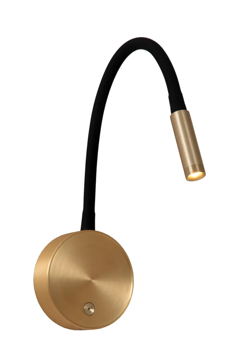 ASJA - Oplaadbare Wandspot / Wandlamp - Accu/Batterij - LED 3 StepDim - 1x3W 2700K - Mat Goud / Messing - Premium de Lucide – photo produit