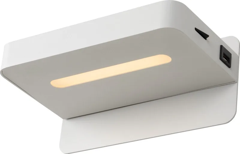 ATKIN - Bedlamp / Wandlamp - LED - 1x6W 3000K - Met USB oplaadpunt från Lucide i Vit – produktbild
