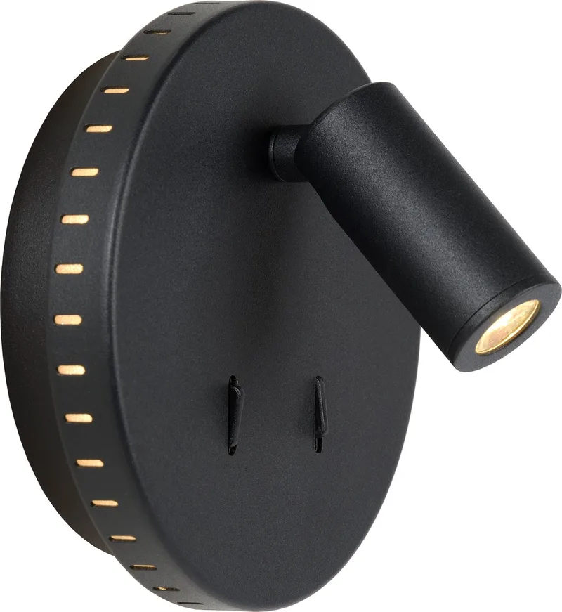 BENTJER - Bedlamp / Wandlamp - Ø 14 cm - LED - 3000K fra Lucide i Sort – produktbillede