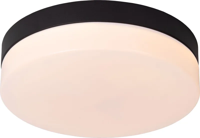 BISKIT - Plafonnière (Plafondlamp) Badkamer - Ø 23 cm - LED - 1x12W 2700K - IP44 - Bewegingssensor fra Lucide i Sort – produktbillede