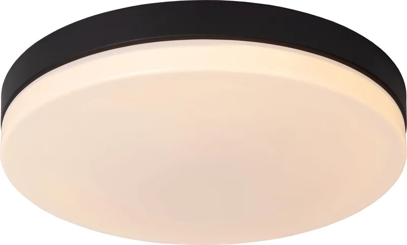 BISKIT - Plafonnière (Plafondlamp) Badkamer - Ø 40 cm - LED - 1x36W 2700K - IP44 - Bewegingssensor fra Lucide i Sort – produktbillede