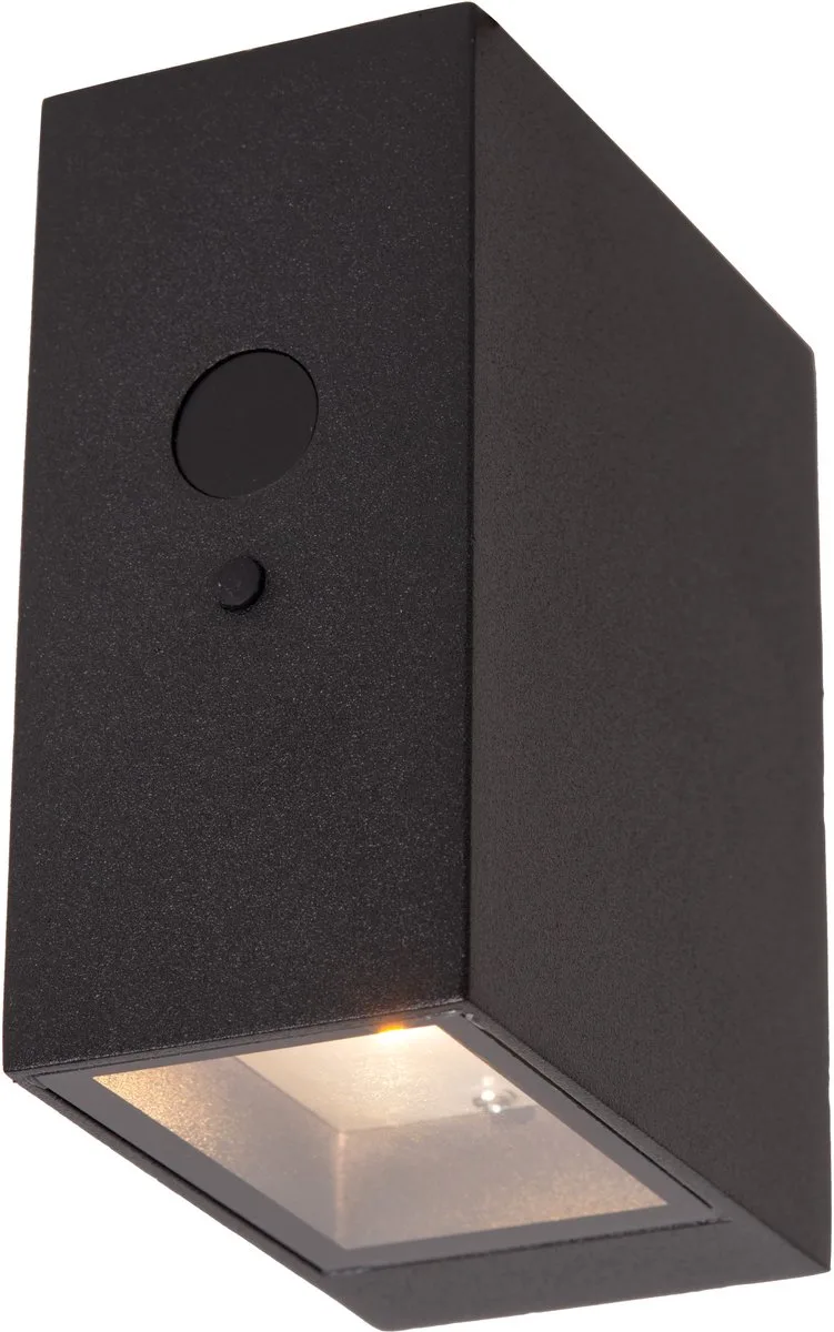 BOLTON - Wandlamp - Zonne-energie - LED Dimbaar - 1x1W 3000K - IP54 - Beweging & dag/nacht sensor van Lucide in Zwart – productfoto