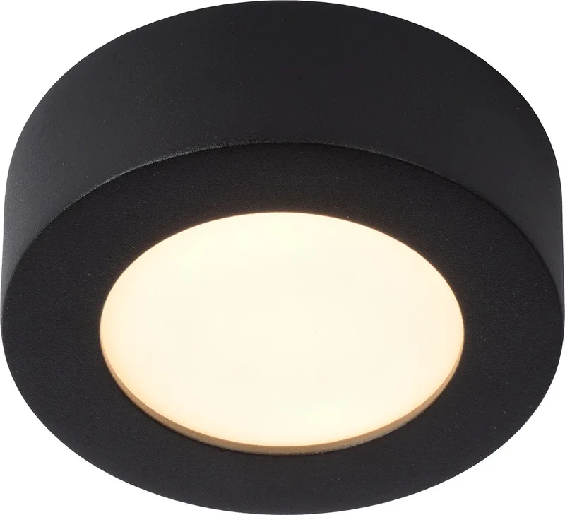BRICE-LED - Plafonnière (Plafondlamp) Badkamer - Ø 11,7 cm - LED Dimbaar - 1x8W 3000K - IP44 by Lucide in Black – product photo