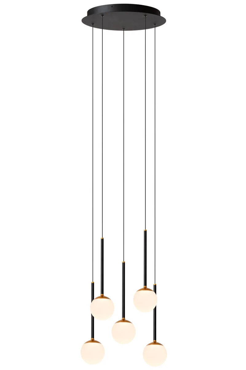 CALINA - Hanglamp - Ø 41,8 cm - LED Dimb. - CCT - 5x8,2W 2200K/3300K - Met vervangbare LED-module - Zwart - Premium de Lucide – photo produit