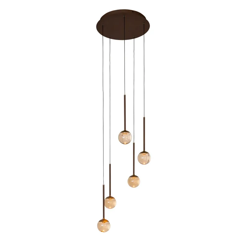CALINA - Hanglamp - Ø 41,9 cm - LED Dimb. - CCT - 5x8,2W 2200K/3300K - Met vervangbare LED-module - Amber - Premium fra Lucide – produktbillede
