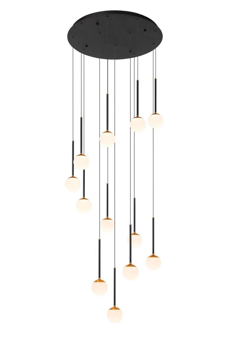 CALINA - Hanglamp - Ø 69,9 cm - LED Dimb. - CCT - 12x7W 2200K/3300K - Met vervangbare LED-module - Zwart - Premium van Lucide – productfoto