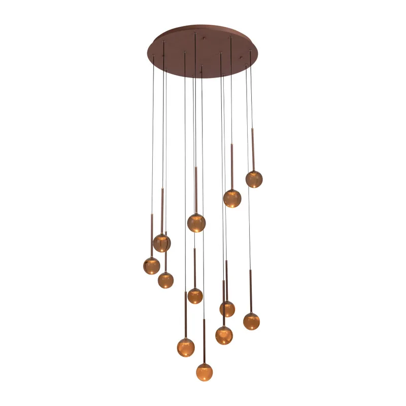 CALINA - Hanglamp - Ø 69,9 cm - LED Dimb. - CCT - 12x7W 2200K/3300K - Met vervangbare LED-module - Koffie - Premium de Lucide – photo produit