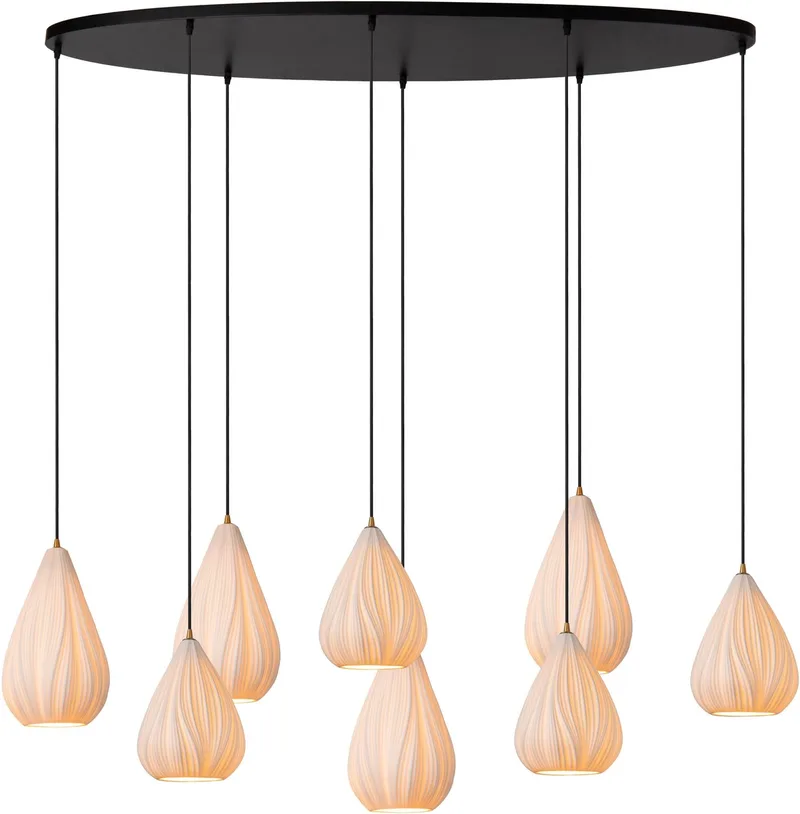 CINZIA - Hanglamp - 8xE27 - Japandi fra Lucide i Hvid – produktbillede