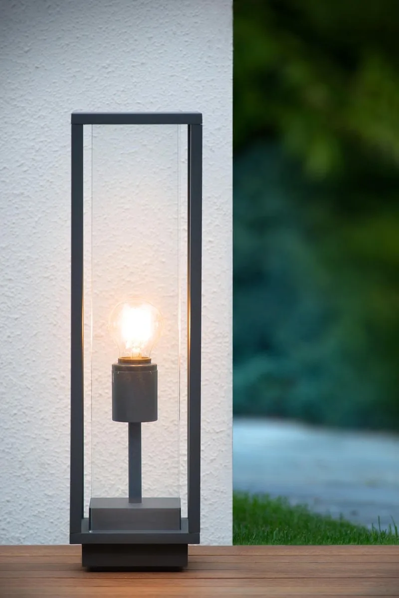 CLAIRE - Sokkellamp - 1xE27 - IP54 van Lucide in Antraciet – productfoto