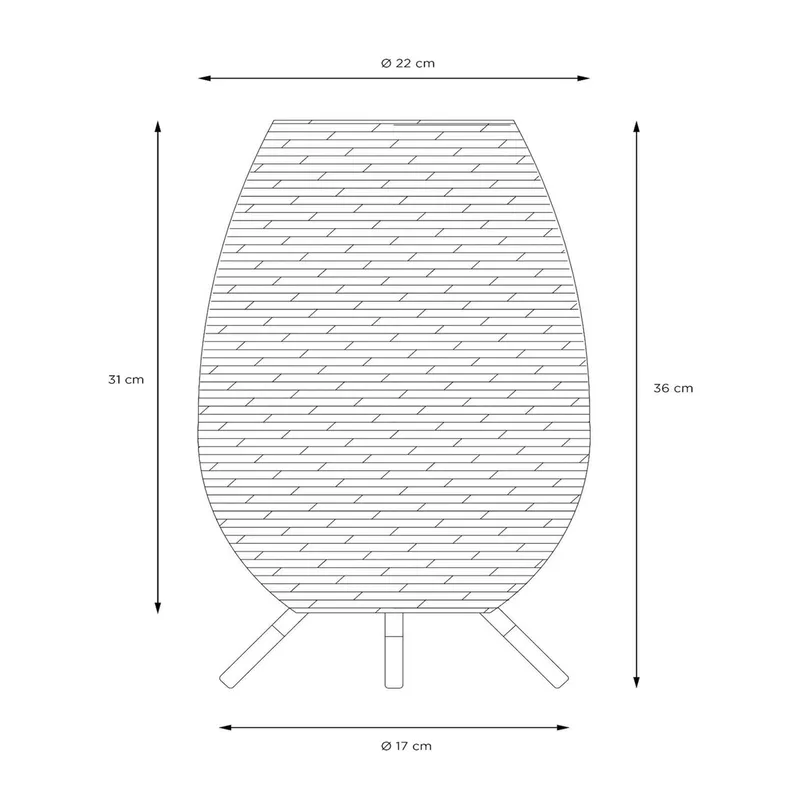 Colin LED tafellamp voor buiten, oplaadbare batterij, 36 cm, naturel de Lucide en Natuurlijke kleur, Noir – photo produit