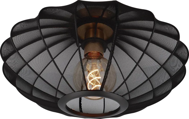 CORINA - Plafonnière (Plafondlamp) - Ø 40 cm - 1xE27 - Japandi de Lucide en Noir – photo produit