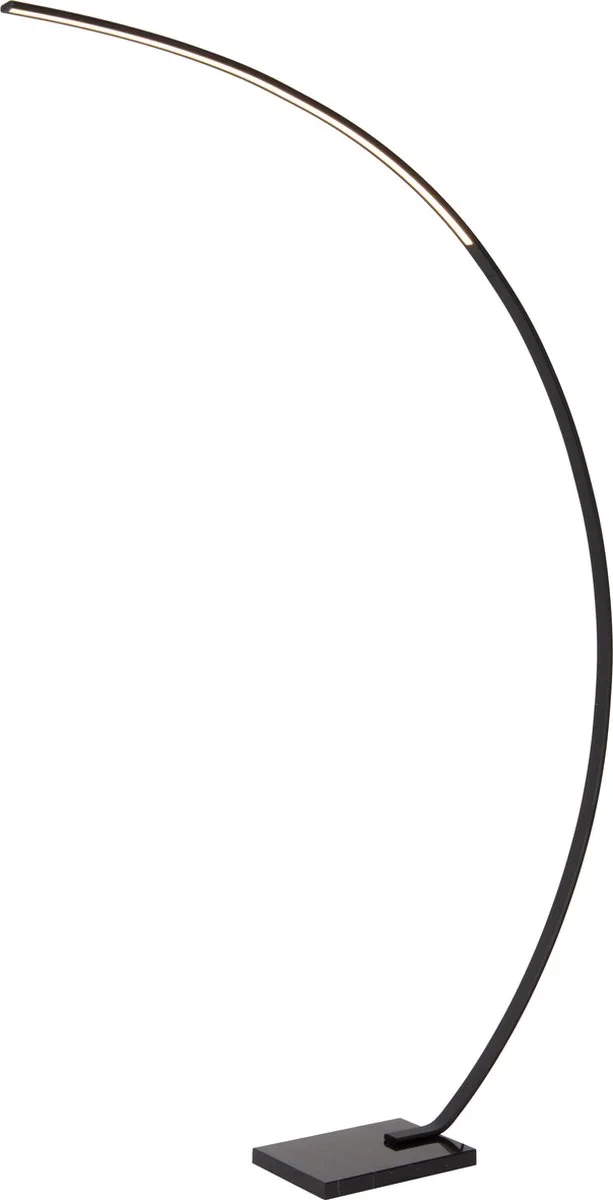 Lampadaire LED courbe Curve, intensité lumineuse variable de Lucide en Noir – photo produit