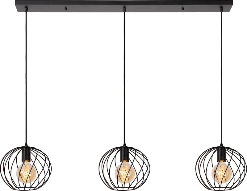 DANZA - Hanglamp - 3xE27 van Lucide in Zwart – productfoto