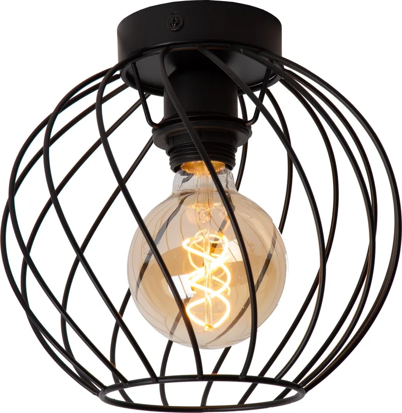 DANZA - Plafonnière (Plafondlamp) - Ø 25 cm - 1xE27 by Lucide in Black – product photo