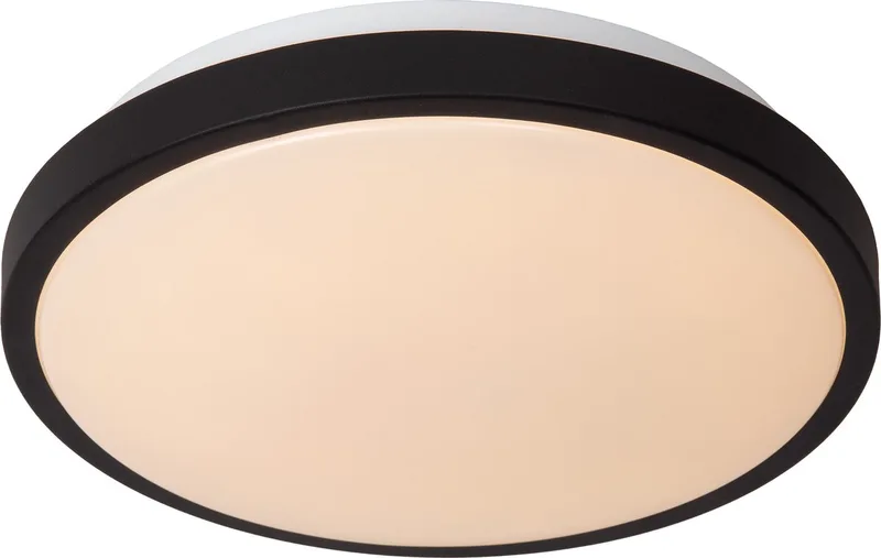 DASHER - Plafonnière (Plafondlamp) Badkamer - Ø 29,3 cm - LED - 1x12W 2700K - IP44 - Bewegingssensor by Lucide in Black – product photo