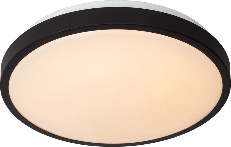DASHER - Plafonnière (Plafondlamp) Badkamer - Ø 34,8 cm - LED - 1x18W 2700K - IP44 - Beweging & dag/nacht sensor by Lucide in Black – product photo