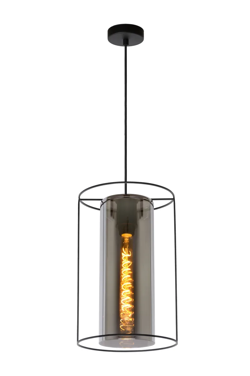 DOUNIA - Hanglamp - Ø 25 cm - 1xE27 - Zwart de Lucide – photo produit