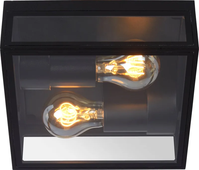 DUKAN - Plafonnière (Plafondlamp) Binnen/Buiten - 2xE27 - IP65 från Lucide i Svart – produktbild