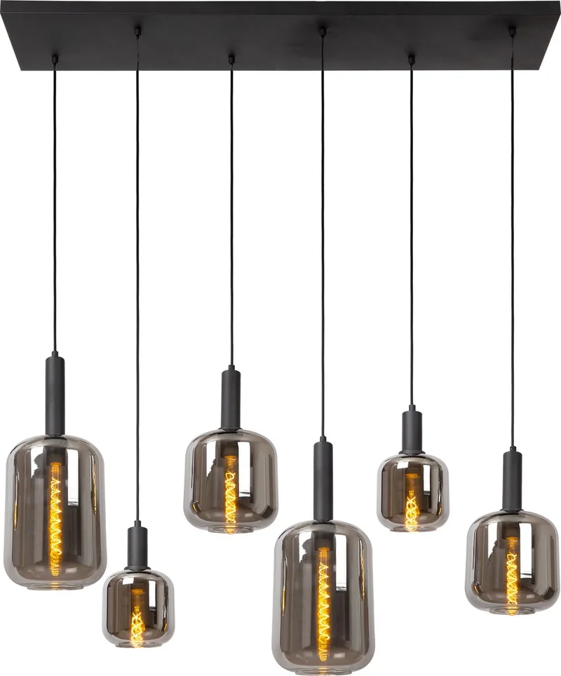 ELISA - Hanglamp - 6xE27 van Lucide in Fumé – productfoto