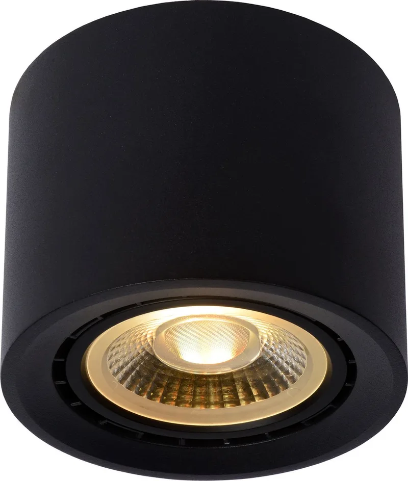 FEDLER - Plafondspot (Plafondlamp) - Ø 12 cm - LED Dim to warm - GU10 (ES111) - 1x12W 2200K/3000K van Lucide in Zwart – productfoto