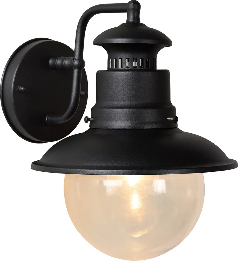 FIGO - Wandlamp Binnen/Buiten - Ø 21,5 cm - 1xE27 - IP44 de Lucide en Noir – photo produit