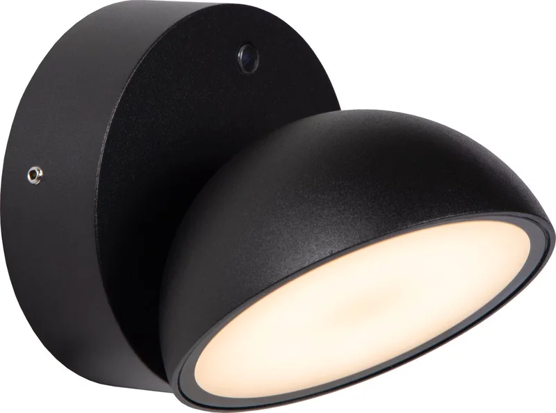 FINN - Wandlamp Binnen/Buiten - LED - 1x12W 3000K - IP54 - Dag/nacht sensor van Lucide in Zwart – productfoto