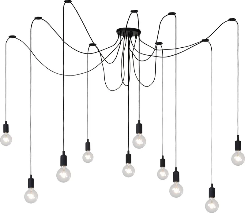 FIX - Hanglamp - 10xE27 - Geschikt voor vide en hoge plafonds von Lucide in Schwarz – Produktfoto