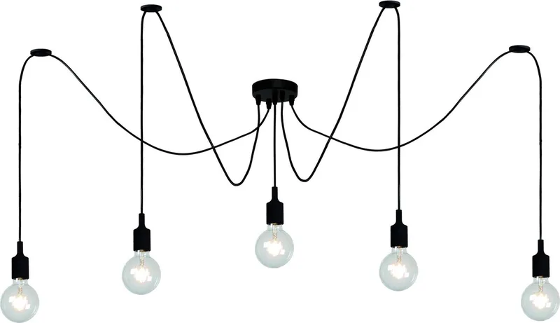 FIX - Hanglamp - 5xE27 - Geschikt voor vide en hoge plafonds från Lucide i Svart – produktbild
