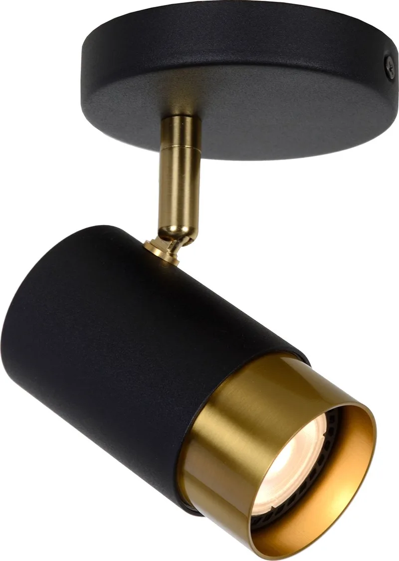 FLORIS - Plafondspot (Plafondlamp) - Ø 10 cm - 1xGU10 (MR16) de Lucide en Noir – photo produit