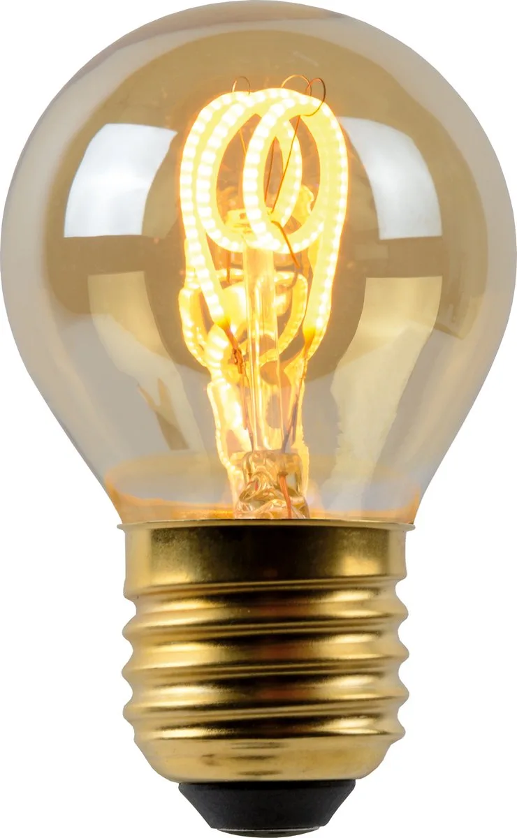LED lamp E27 G45 3W amber 2.200K dimbaar by Lucide – product photo