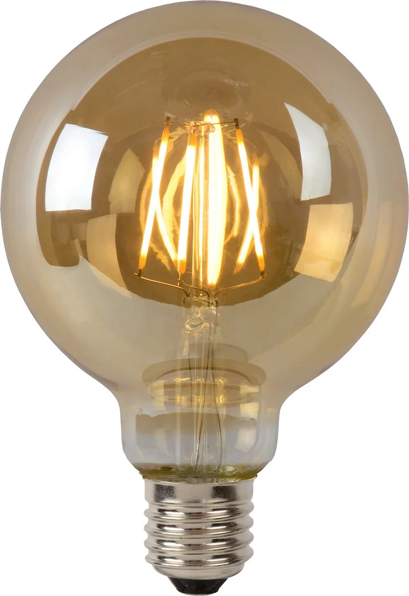 G95 - Filament lamp - Ø 9,5 cm - LED Dimbaar - E27 - 1x5W 2700K - Amber de Lucide – photo produit