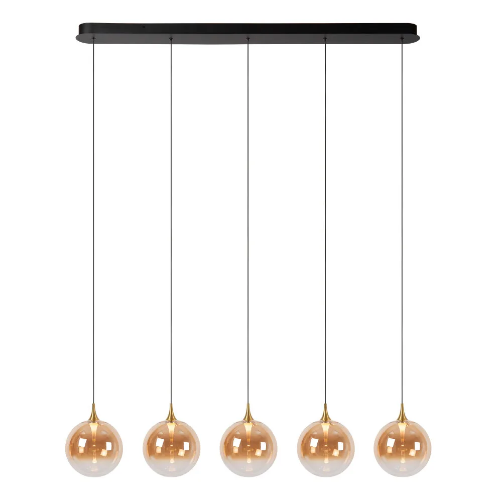 GISELA - Hanglamp - LED Dimb. - 5x4W 2700K - Met vervangbare LED-module - Amber - Premium de Lucide – photo produit