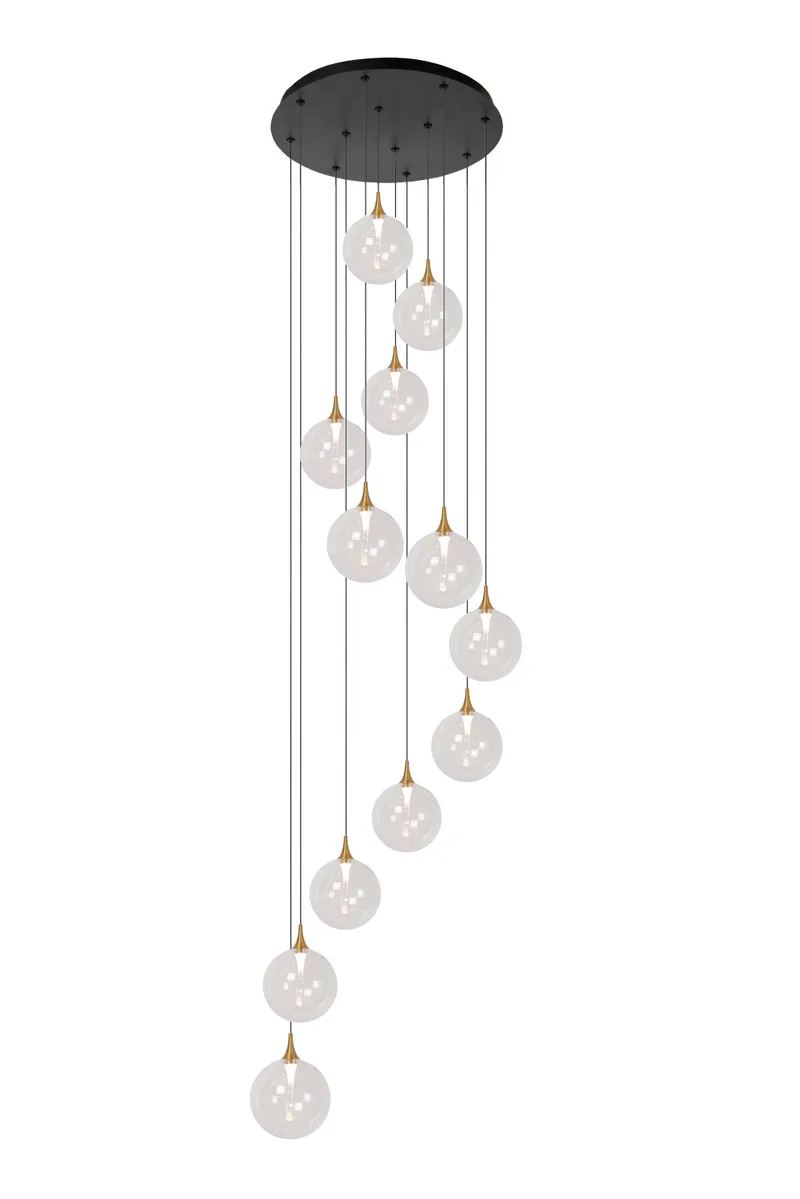 GISELA - Hanglamp - Ø 61 cm - LED Dimb. - 12x3,5W 2700K - Geschikt voor vide en hoge plafonds - Transparant - Premium de Lucide – photo produit