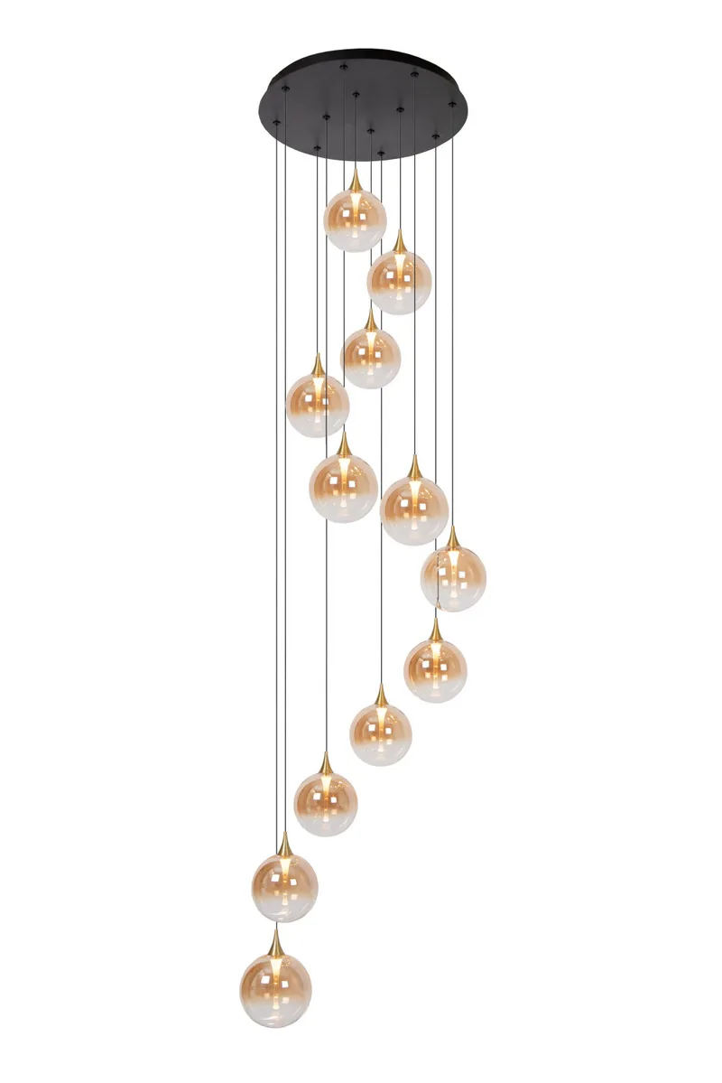 GISELA - Hanglamp - Ø 61 cm - LED Dimb. - 12x3,5W 2700K - Geschikt voor vide en hoge plafonds - Amber - Premium de Lucide – photo produit