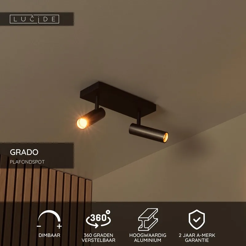 GRADO - Plafondspot (Plafondlamp) - 2xGU10 (MR11) von Lucide in Grijs ijzer – Produktfoto