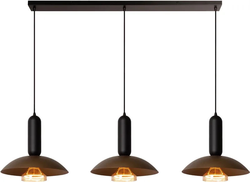 GRANTHAM - Hanglamp - 3xE27 - Essential de Lucide en Koffie – photo produit