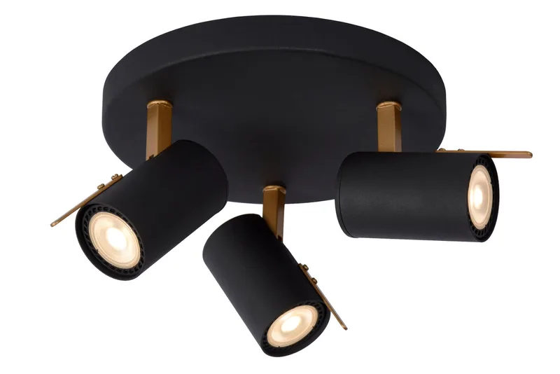 GRONY - Plafondspot - LED Dim to warm - GU10 (MR16) - 3x5W 2200K/3000K - Zwart de Lucide – photo produit
