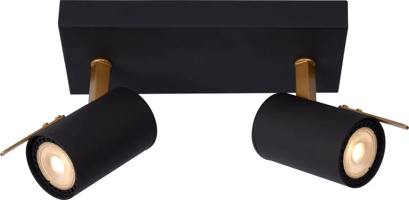 GRONY - Plafondspot (Plafondlamp) - LED Dim to warm - GU10 (MR16) - 2x5W 2200K/3000K från Lucide i Svart – produktbild