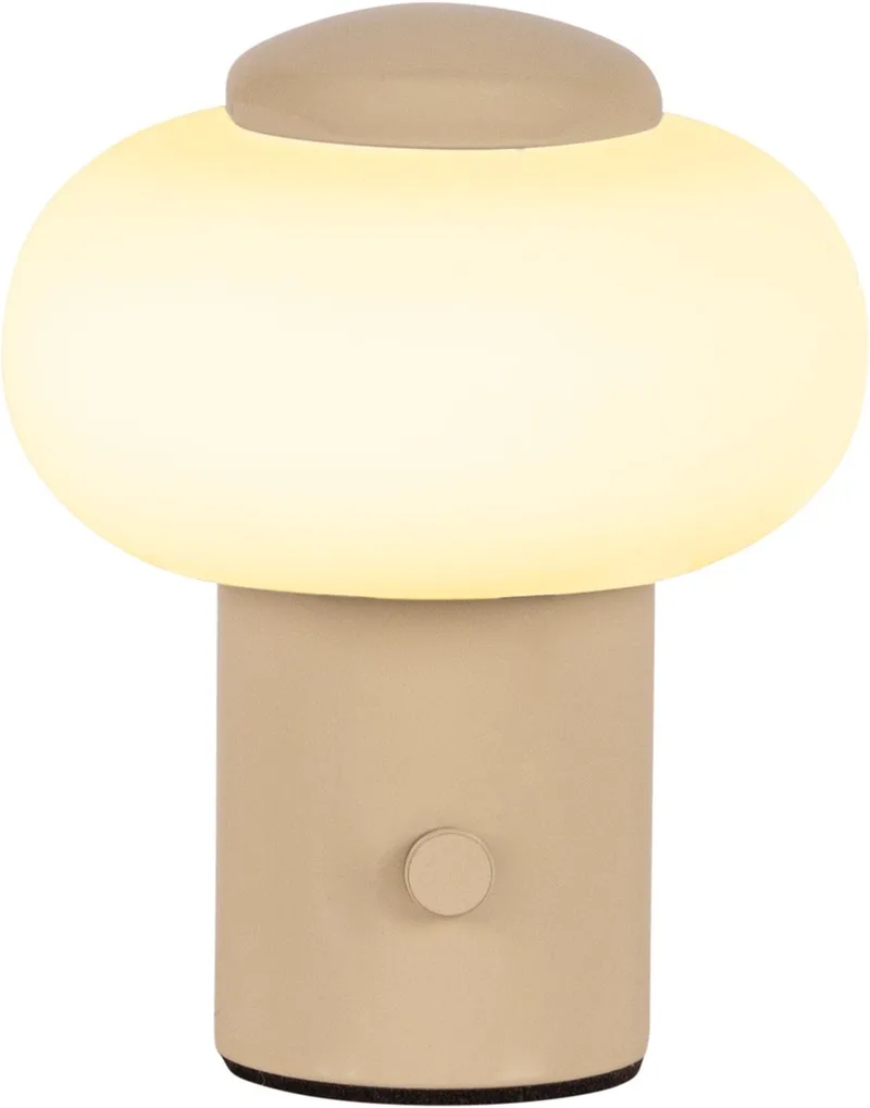 GUSTAV - Oplaadbare Tafellamp - Accu/Batterij - Ø 8 cm - LED Dimbaar - 1x0,8W 2700K - Essential van Lucide in Beige – productfoto