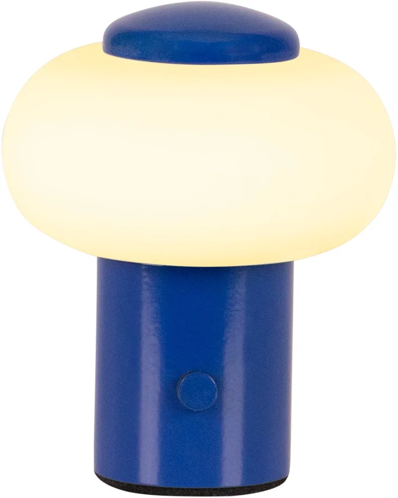 GUSTAV - Oplaadbare Tafellamp - Accu/Batterij - Ø 8 cm - LED Dimbaar - 1x0,8W 2700K - Essential de Lucide en Bleu – photo produit