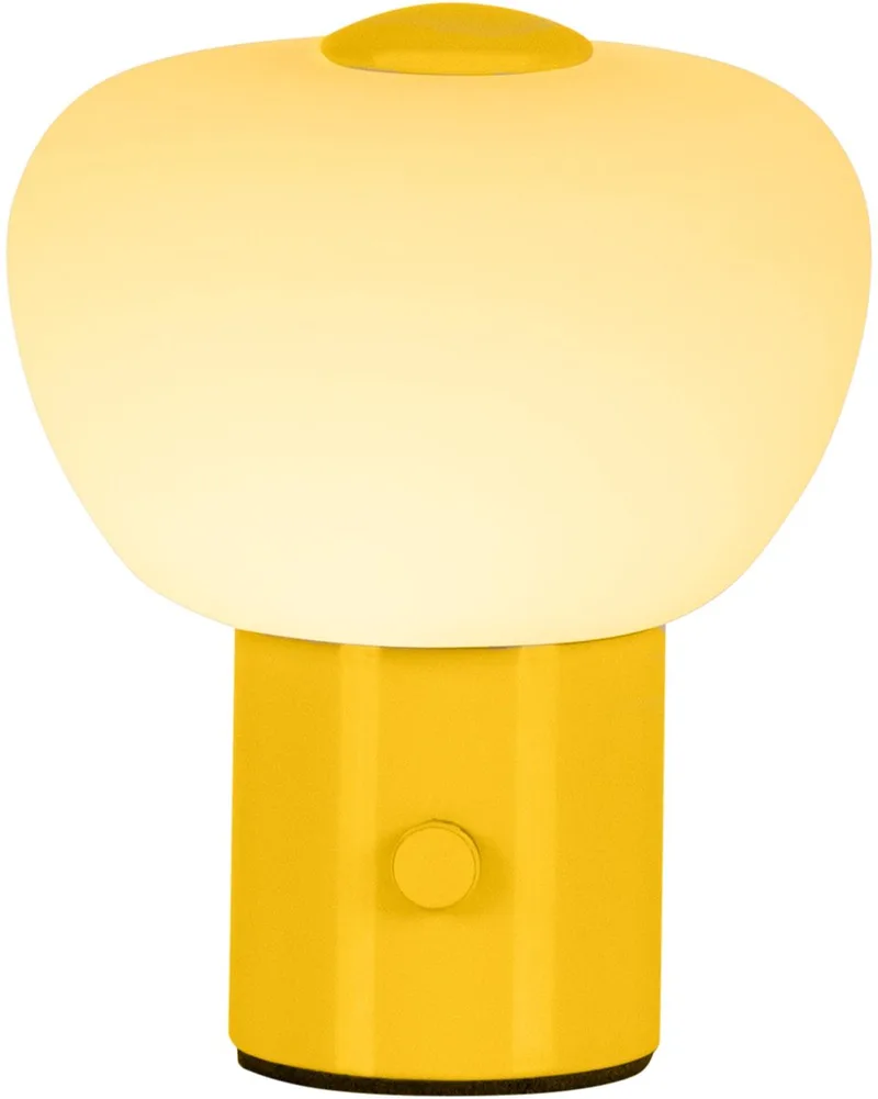 GUSTAV - Oplaadbare Tafellamp - Accu/Batterij - Ø 8 cm - LED Dimbaar - 1x0,8W 2700K - Essential van Lucide in Geel – productfoto