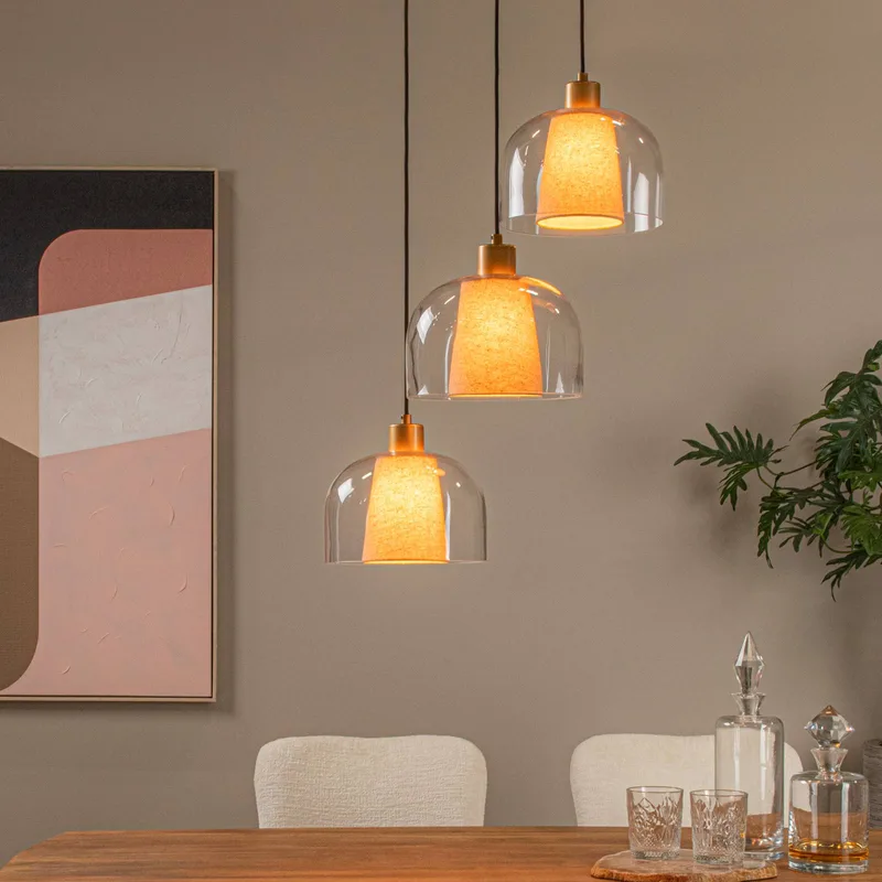 Hanglamp Gunhild, 3-lamps, rondel fra Lucide i Gennemsigtig, Creme – produktbillede