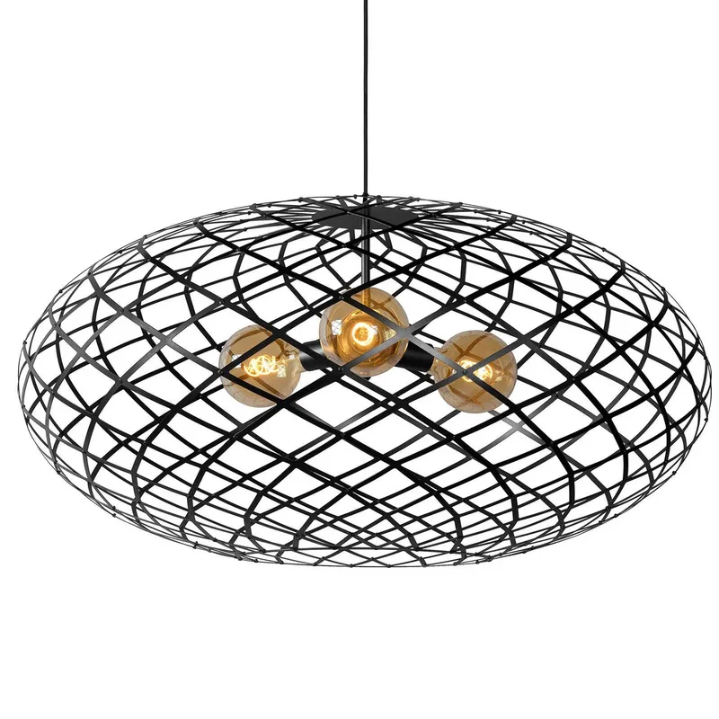 Hanglamp Wolfram, kap ovaal, 100 cm fra Lucide i Sort – produktbillede