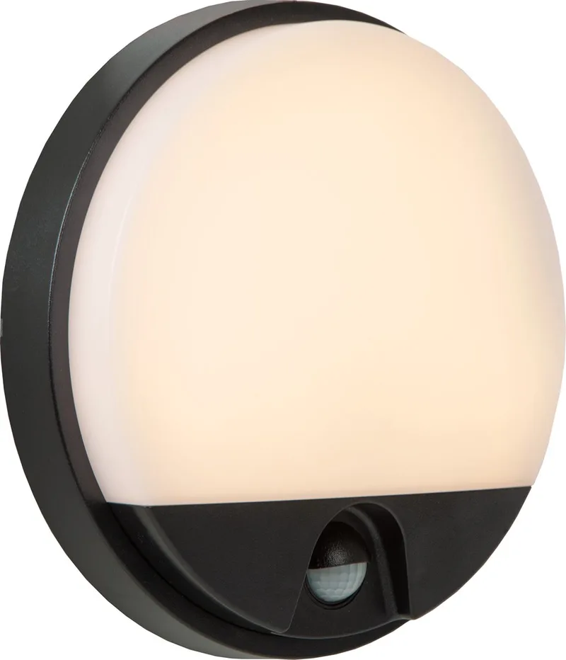 HUPS IR - Wandlamp Binnen/Buiten - Ø 21 cm - LED - 1x10W 3000K - IP54 - Bewegingssensor de Lucide en Noir – photo produit