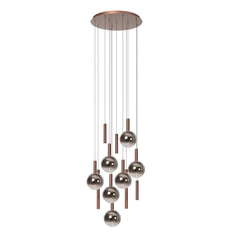 JASMINE - Hanglamp - Ø 75 cm - LED Dimb. - CCT - 12x4,5W 2200K/3300K - Geschikt voor vide en hoge plafonds - Koper - Premium von Lucide – Produktfoto