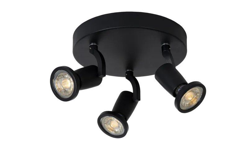 JASTER-LED - Plafondspot - Ø 20 cm - LED - GU10 (MR16) - 3x5W 2700K - Zwart de Lucide – photo produit