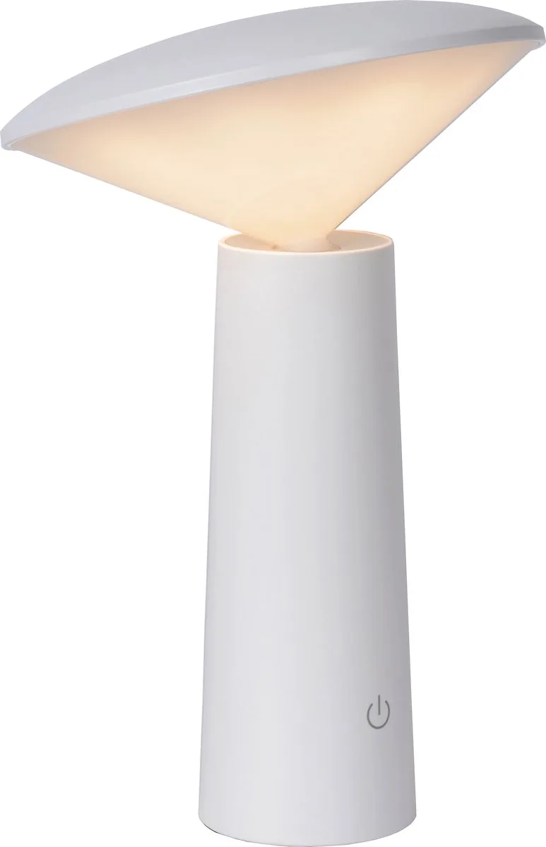 JIVE - Oplaadbare Tafellamp Binnen/Buiten - Accu/Batterij - Ø 13,7 cm - LED Dimbaar - CCT - 1x3W 2800K/6500K - IP44 de Lucide en Blanc – photo produit